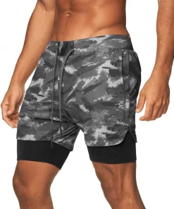 XMARTIAL Gray Graffiti 2-in-1 Camo Shorts