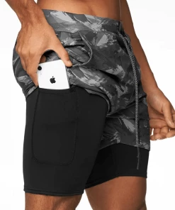 XMARTIAL Gray Graffiti 2-in-1 Camo Shorts