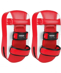 XMARTIAL 2 Pcs White Red Rampage Muay Thai Pads Muay Thai Gear