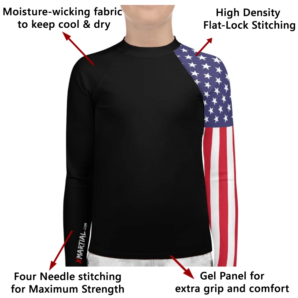 XMARTIAL American Warrior Kids Rash Guard 6 XMARTIAL American Warrior Kids Rash Guard