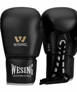 XMARTIAL Black Ground And Pound Lace Boxing Gloves Muay Thai Gear