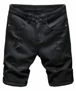 XMARTIAL Black Ripped Denim Shorts