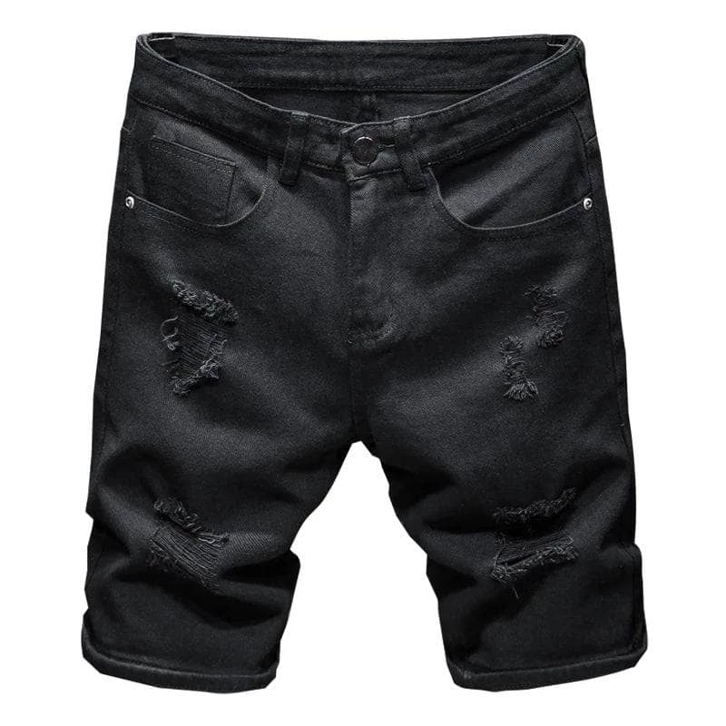 XMARTIAL Black Ripped Denim Shorts 3 XMARTIAL Black Ripped Denim Shorts