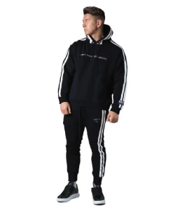 XMARTIAL Black Side Striped Hoodies Joggers