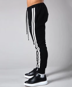 XMARTIAL Black Striped Joggers