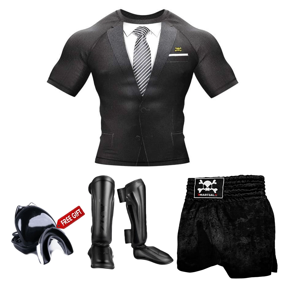 XMARTIAL Black Tuxedo Muay Thai Gear 6 XMARTIAL Black Tuxedo Muay Thai Gear