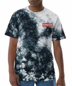 XMARTIAL New Arrival Black And White Oversized Tie-Dye T-Shirt