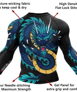 XMARTIAL Rash Guards Blue Dragon Rash Guard