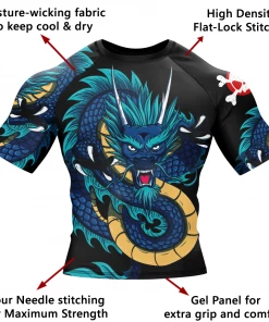 XMARTIAL Rash Guards Blue Dragon Rash Guard
