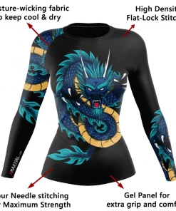 XMARTIAL Blue Dragon Women’s Rash Guard Rash Guards