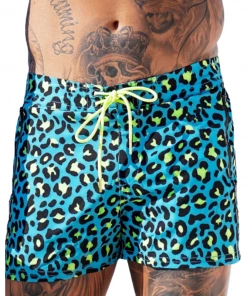 XMARTIAL Blue Leopard Swim Trunks