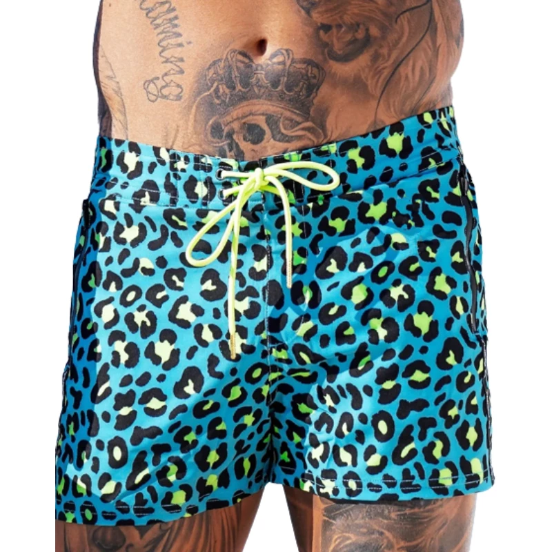 XMARTIAL Blue Leopard Swim Trunks 3 XMARTIAL Blue Leopard Swim Trunks