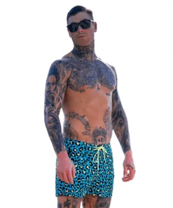 XMARTIAL Blue Leopard Swim Trunks