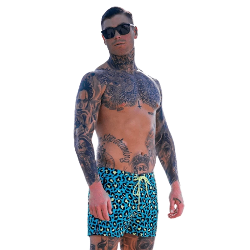 XMARTIAL Blue Leopard Swim Trunks 4 XMARTIAL Blue Leopard Swim Trunks