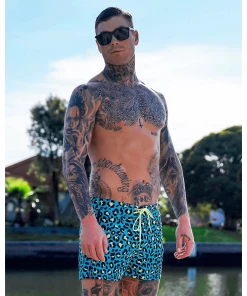 XMARTIAL Blue Leopard Swim Trunks 19 XMARTIAL Blue Leopard Swim Trunks