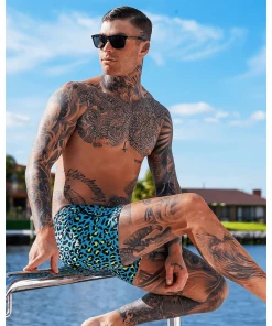 XMARTIAL Blue Leopard Swim Trunks 17 XMARTIAL Blue Leopard Swim Trunks