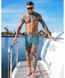 XMARTIAL Blue Leopard Swim Trunks 15 XMARTIAL Blue Leopard Swim Trunks