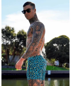 XMARTIAL Blue Leopard Swim Trunks 20 XMARTIAL Blue Leopard Swim Trunks