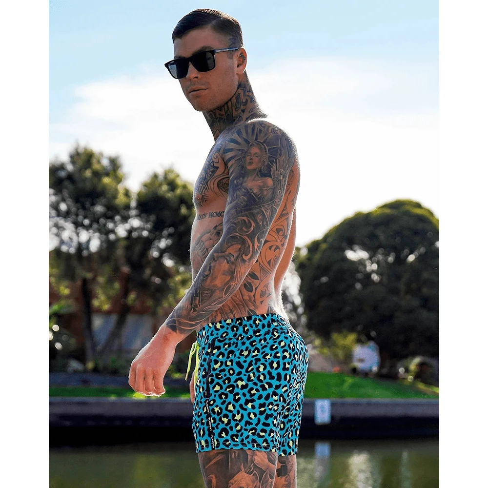 XMARTIAL Blue Leopard Swim Trunks 11 XMARTIAL Blue Leopard Swim Trunks