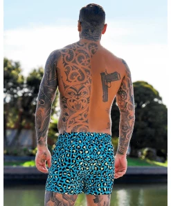 XMARTIAL Blue Leopard Swim Trunks 14 XMARTIAL Blue Leopard Swim Trunks