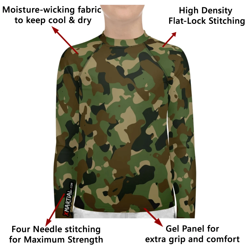 XMARTIAL Rash Guards Camo Print Kids Rash Guard 5 XMARTIAL Rash Guards Camo Print Kids Rash Guard