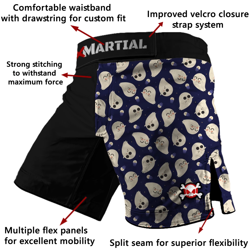 XMARTIAL Cute Ghost Hybrid BJJ/MMA Shorts 5 XMARTIAL Cute Ghost Hybrid BJJ/MMA Shorts