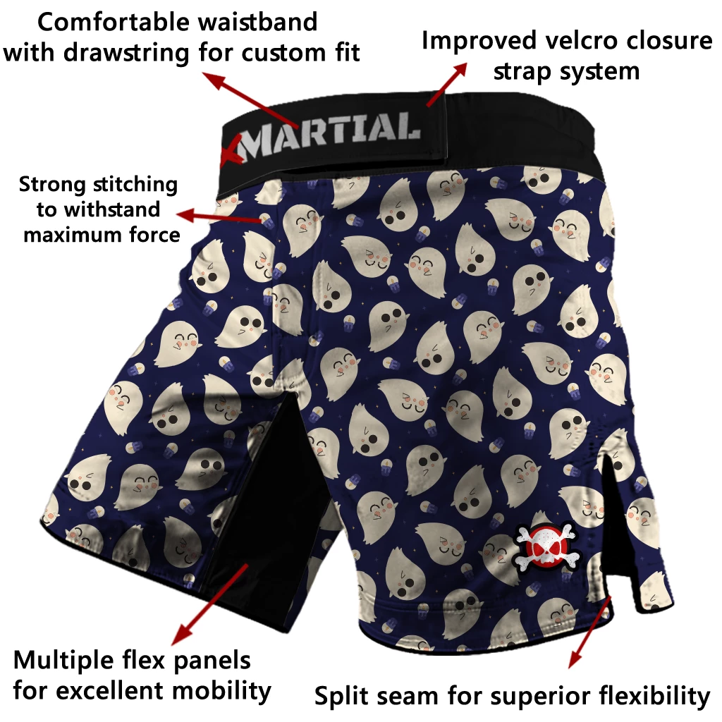 XMARTIAL Cute Ghost Hybrid BJJ/MMA Shorts 6 XMARTIAL Cute Ghost Hybrid BJJ/MMA Shorts