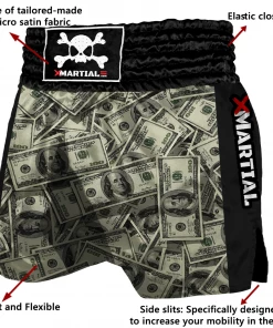 XMARTIAL Dollar Bills Muay Thai Shorts MMA Shorts