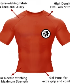 XMARTIAL Goku Orange Shortsleeve Rash Guard