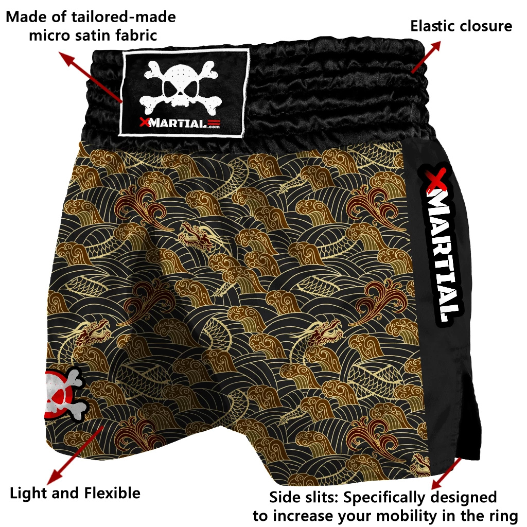 XMARTIAL Gold Dragon Muay Thai Shorts MMA Shorts 4 XMARTIAL Gold Dragon Muay Thai Shorts MMA Shorts