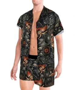 XMARTIAL Tropical Black Beach Set Coordinates