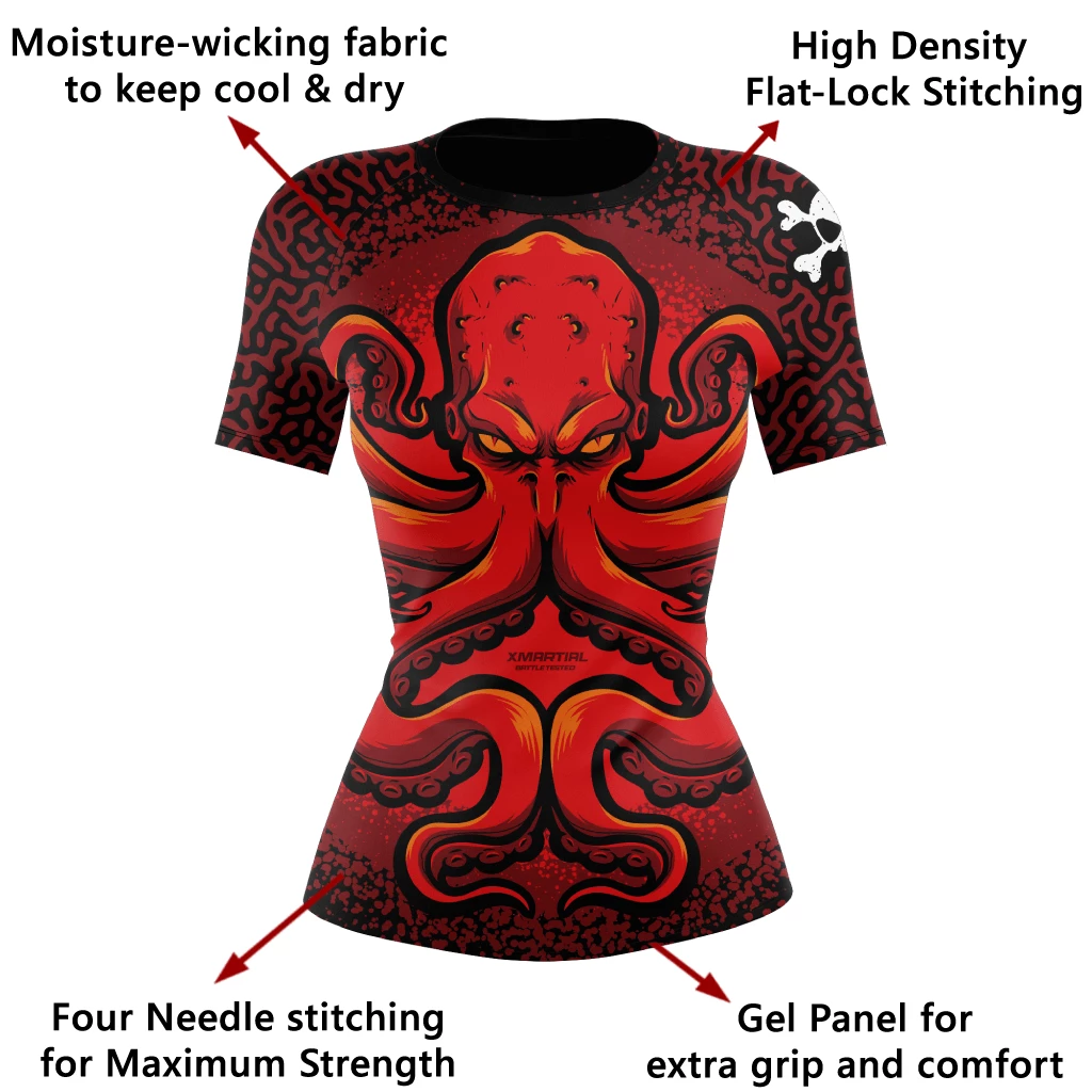XMARTIAL Octopus Women's Rash Guard Rash Guards 7 XMARTIAL Octopus Women's Rash Guard Rash Guards