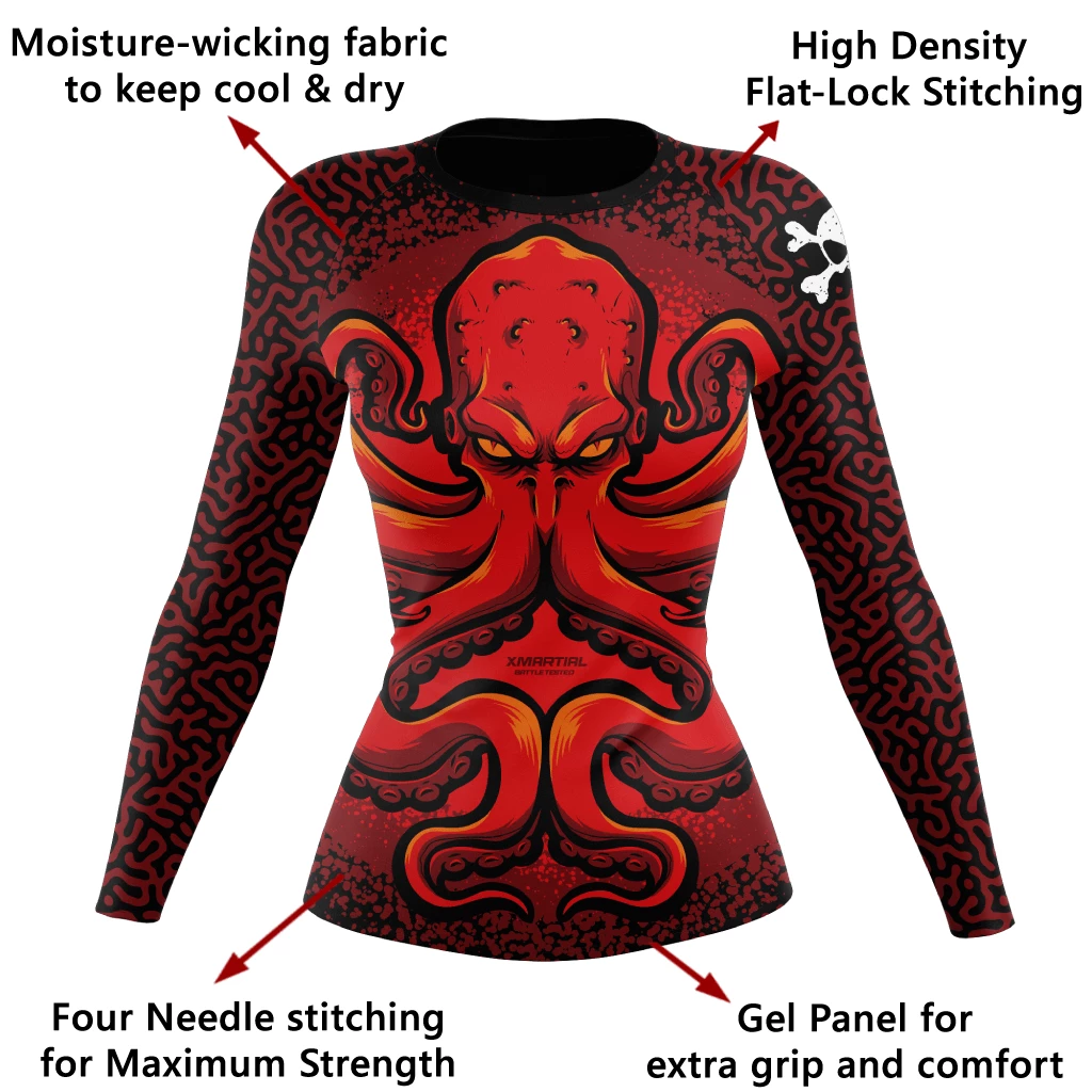 XMARTIAL Octopus Women's Rash Guard Rash Guards 6 XMARTIAL Octopus Women's Rash Guard Rash Guards