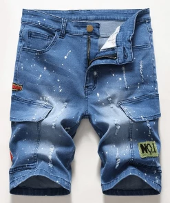 XMARTIAL New Arrival Patch And Pocket Denim Shorts
