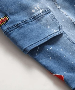 XMARTIAL New Arrival Patch And Pocket Denim Shorts 14 XMARTIAL New Arrival Patch And Pocket Denim Shorts