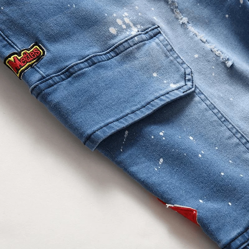 XMARTIAL New Arrival Patch And Pocket Denim Shorts 6 XMARTIAL New Arrival Patch And Pocket Denim Shorts