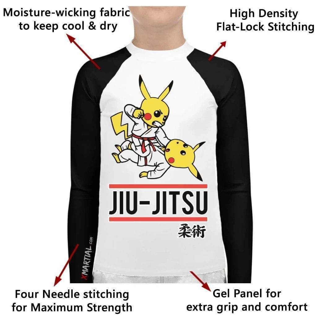 XMARTIAL Pikachu Roll Kids BJJ Rash Guard 5 XMARTIAL Pikachu Roll Kids BJJ Rash Guard