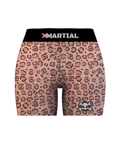 XMARTIAL MMA Shorts Pink Leopard Women's Compression Shorts