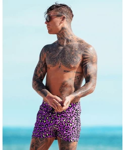 XMARTIAL Purple Leopard Swim Trunks