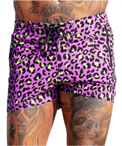 XMARTIAL Purple Leopard Swim Trunks