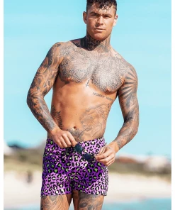 XMARTIAL Purple Leopard Swim Trunks