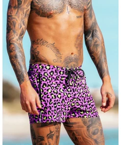 XMARTIAL Purple Leopard Swim Trunks