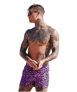 XMARTIAL Purple Leopard Swim Trunks