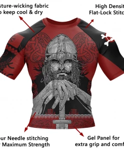 XMARTIAL Red Viking Rash Guard Rash Guards