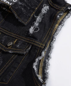 XMARTIAL Ripped Jean Denim Vest