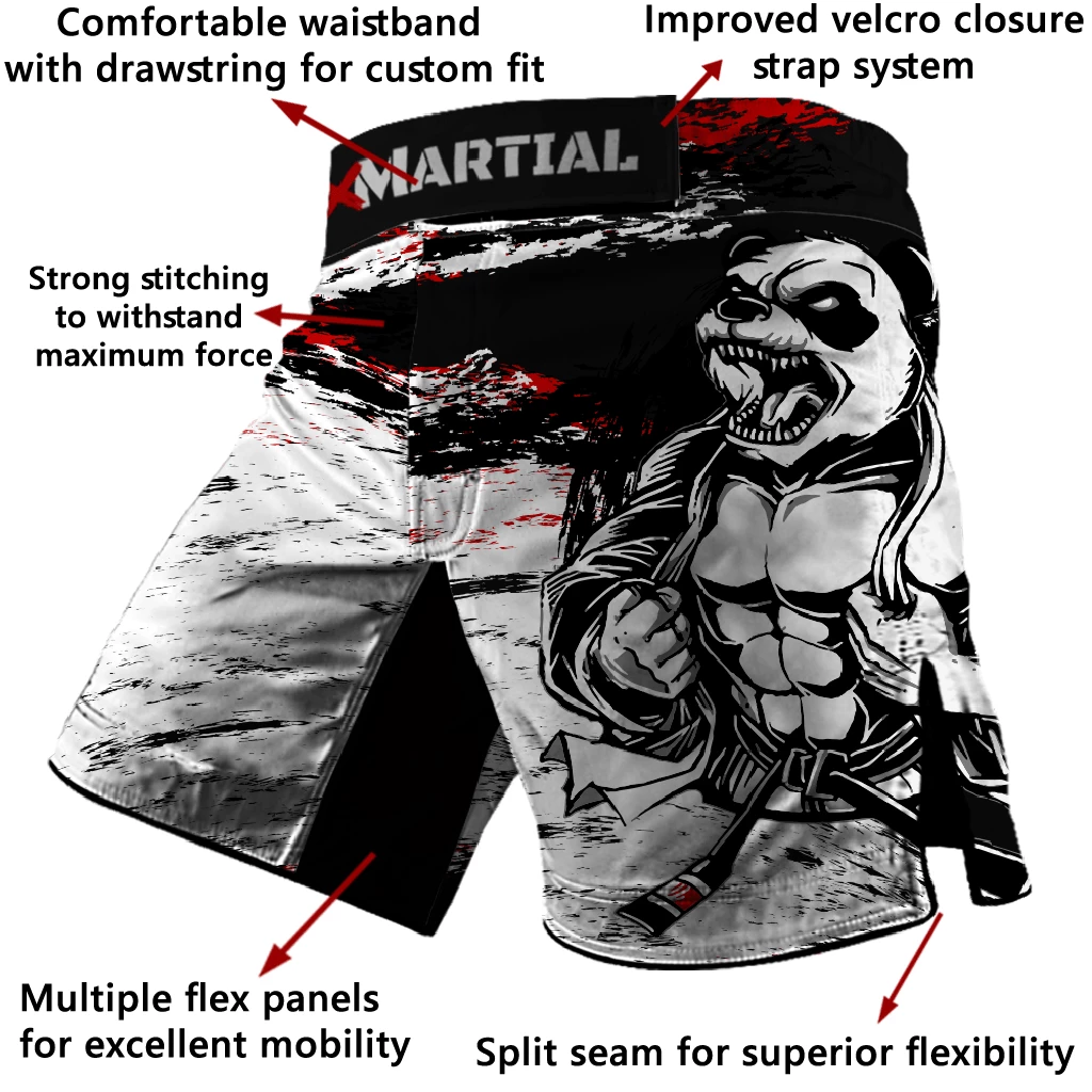 XMARTIAL Shredded Panda Hybrid BJJ/MMA Shorts 4 XMARTIAL Shredded Panda Hybrid BJJ/MMA Shorts
