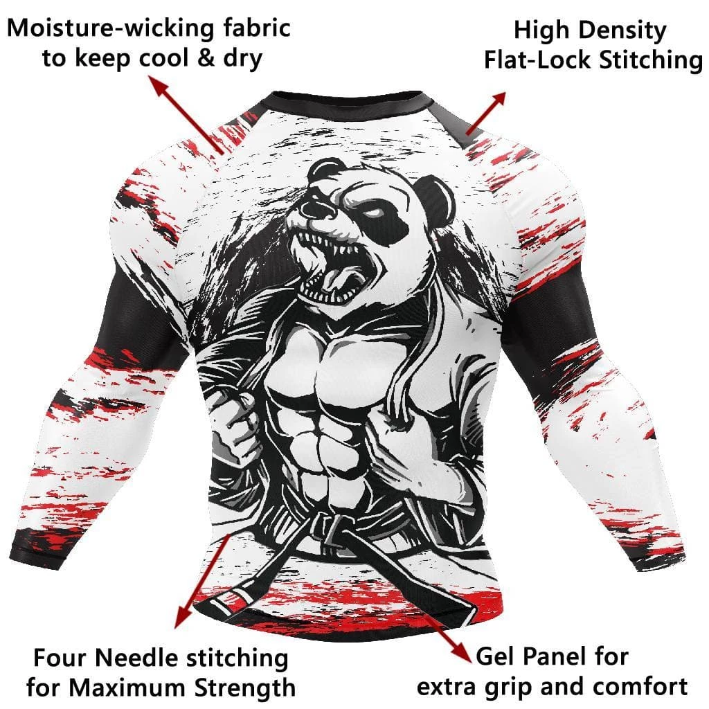 XMARTIAL Rash Guards Shredded Panda Rash Guard 5 XMARTIAL Rash Guards Shredded Panda Rash Guard