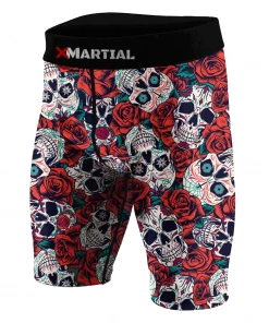 XMARTIAL Skull And Roses BJJ/MMA Compression Shorts