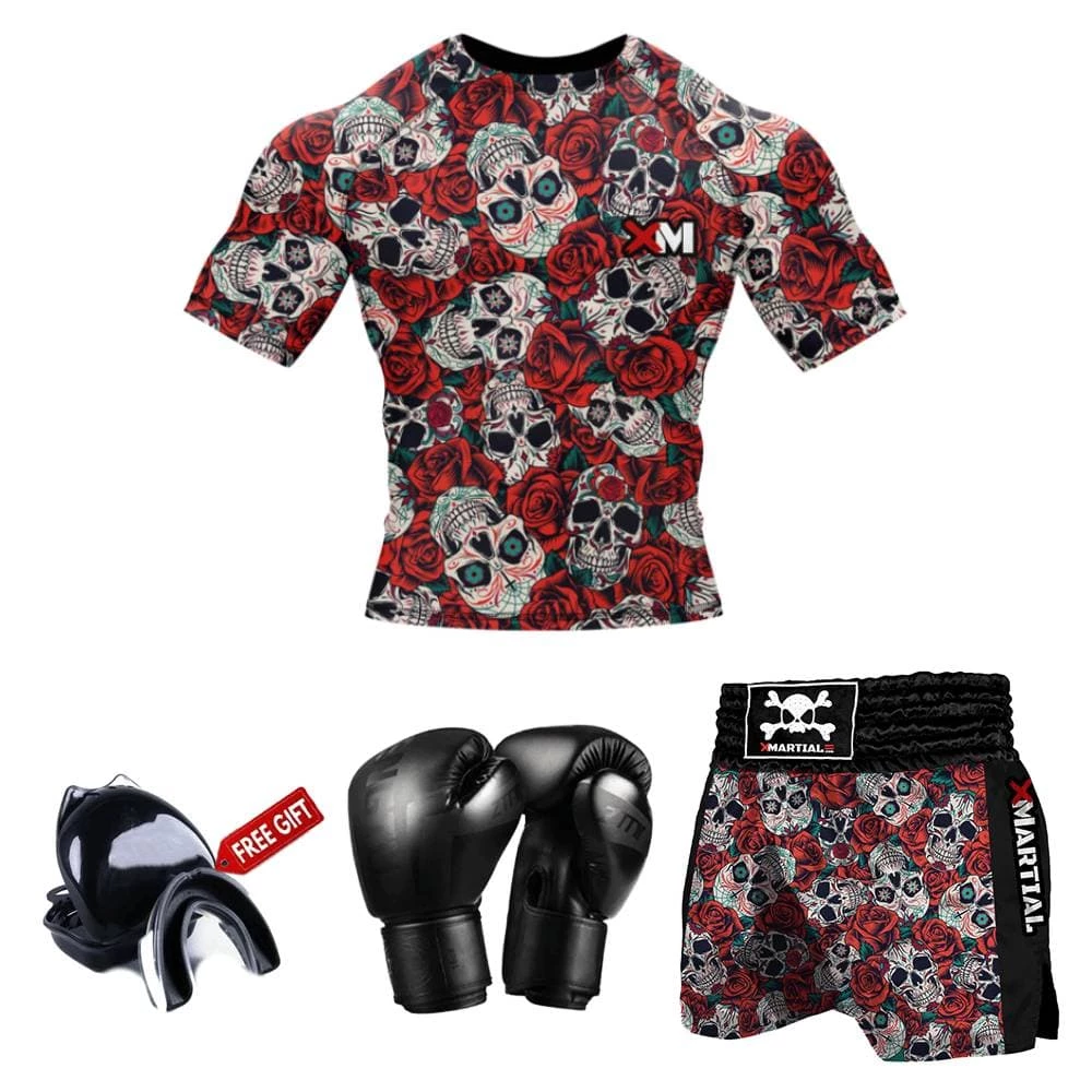 XMARTIAL Skull And Roses Muay Thai Gear BJJ Bundles (Best Deals) 6 XMARTIAL Skull And Roses Muay Thai Gear BJJ Bundles (Best Deals)