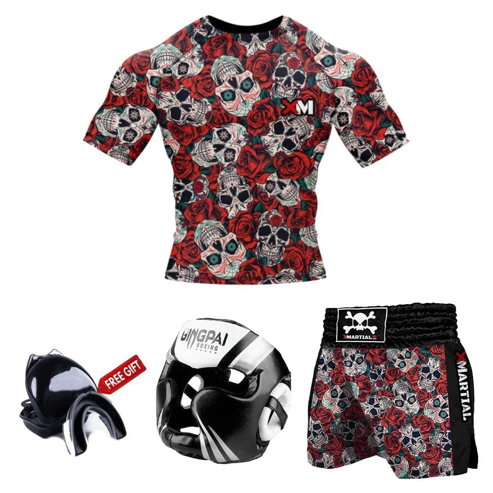 XMARTIAL Skull And Roses Muay Thai Gear BJJ Bundles (Best Deals) 4 XMARTIAL Skull And Roses Muay Thai Gear BJJ Bundles (Best Deals)